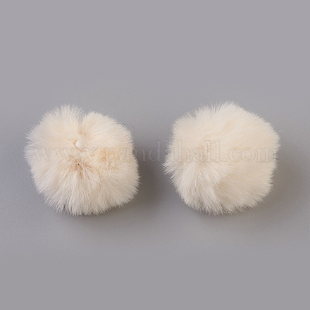 Colgantes cubiertos de bola de pompón de piel de conejo de imitación hecha a mano WOVE-F021-B16-1
