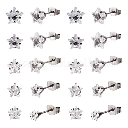 40 Stück kleine Stern-Ohrstecker mit Kristall-Strassen in 5 Größen EJEW-TA0001-13-1