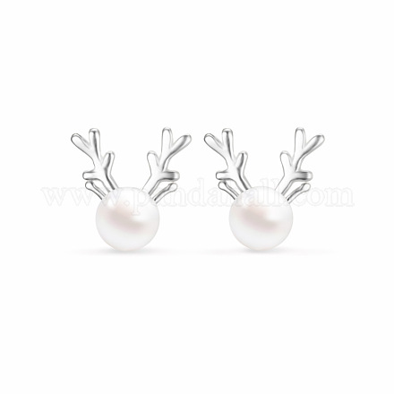 Серьги-гвоздики из стерлингового серебра с жемчугом и оленями tinysand Chic & Love 925 на Рождество TS-E239-S-1