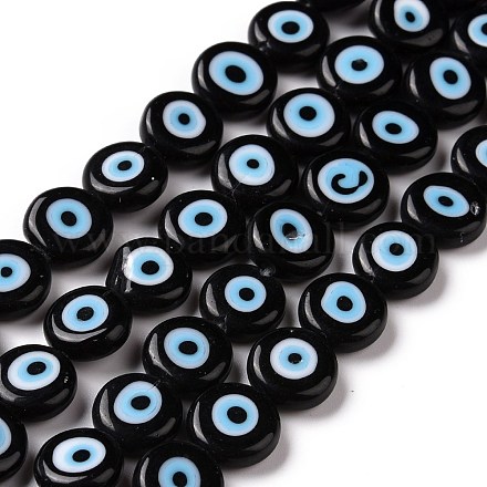 Chapelets de perles rondes de chalumeau manuelles de mauvais œil LAMP-L058-10mm-26-1