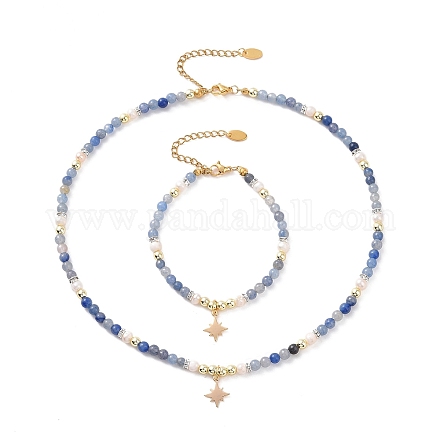 Armband und Halskette mit Sternenanhänger aus Messing SJEW-JS01268-1