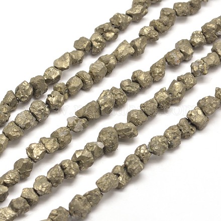 Pépites de pyrite naturelles perles brins G-I125-86-1