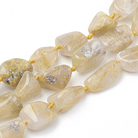 Chapelets de perles en quartz rutiles d'or naturel G-T105-22-1