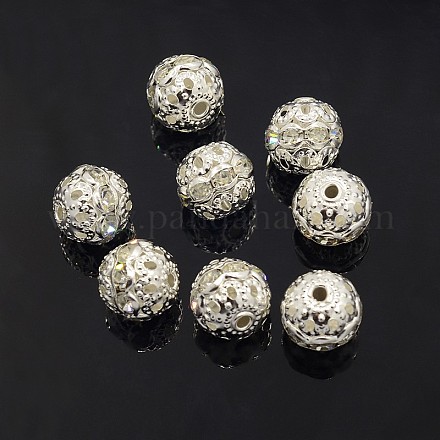 Laiton Grade A perles strass X-RB-A011-10mm-01S-1