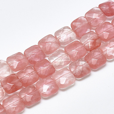 Chapelets de perles en verre de quartz de cerise G-S357-D01-14-1