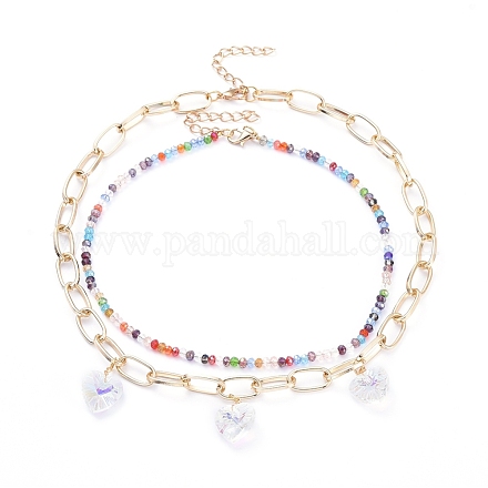 Glass Beaded Necklaces & Pendant Necklaces Sets NJEW-JN02777-1