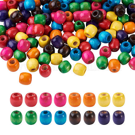 240 pièces 8 couleurs craftdady teint perles en bois d'érable naturel WOOD-CD0001-06B-LF-1