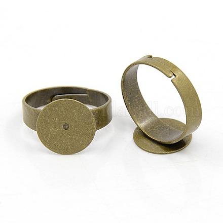 Componentes del anillo de dedo de diy de bronce antiguo del cojín ajustable de latón X-J0JR9-NFAB-1