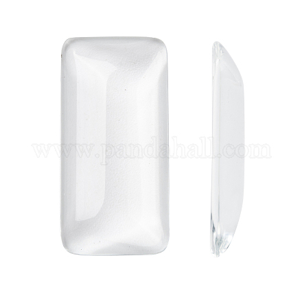 Transparent Rectangle Glass Cabochons GGLA-R025-38x19-1