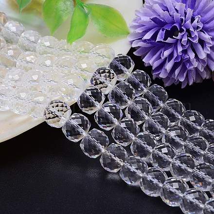 Faceted Flat Round Imitation Austrian Crystal Bead Strands G-M186-10x8mm-01A-1