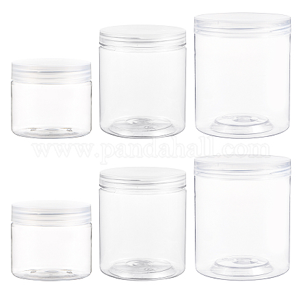 Benecreat 12 упаковка прозрачная пластиковая банка колонка пластиковые контейнеры для бусинок круглый косметический дорожный горшок 180/400/700 мл для макияжа CON-BC0006-73-1