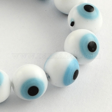 Main ronde perles au chalumeau mauvais œil brins LAMP-R114-8mm-07-1