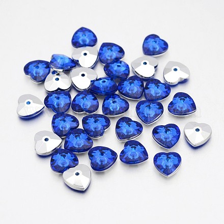 Back Plated Faceted Heart Taiwan Acrylic Rhinestone Beads ACRT-M07-8-02-1