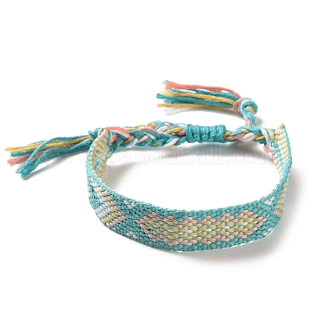 Bracelet cordon polyester-coton motif losange tressé FIND-PW0013-001A-16-1