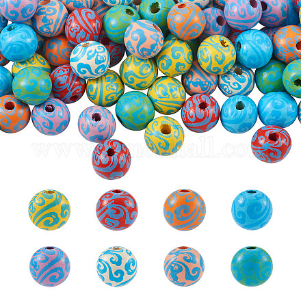 80шт 8 цвета деревянные бусины WOOD-FW0001-12-1