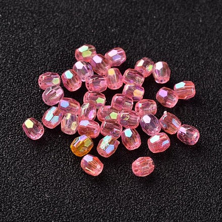 AB Color Plated Eco-Friendly Transparent Acrylic Barrel Beads TACR-L002-3mm-02-1