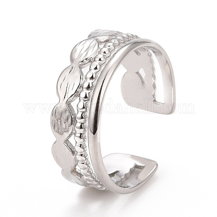 304 anello per polsino aperto avvolgente ovale in acciaio inossidabile per donna RJEW-C025-11P-1