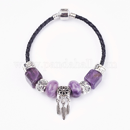 Natural Amethyst Beads Cord Bracelets BJEW-O162-G07-1