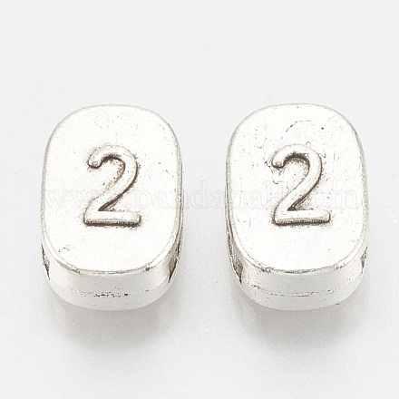 Breloques de glissière de numéro en alliage de style tibétain TIBEB-R066-02-AS-LF-1