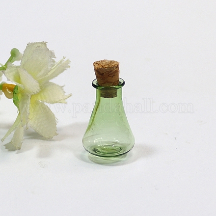 小さなガラスボトルコルク空瓶  ウィッシングボトル  ライムグリーン  1.6x2.7cm PW-WG72592-10-1