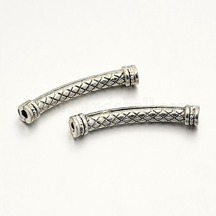 Geschnitzt Tartanmuster tibetischen Stil Zinklegierung Rohr Perlen PALLOY-N0109-08AS-1