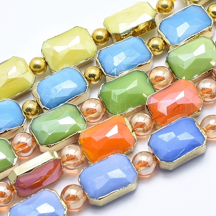 Chapelets de perles en verre opaque électrolytique EGLA-I005-10x14mm-G-1