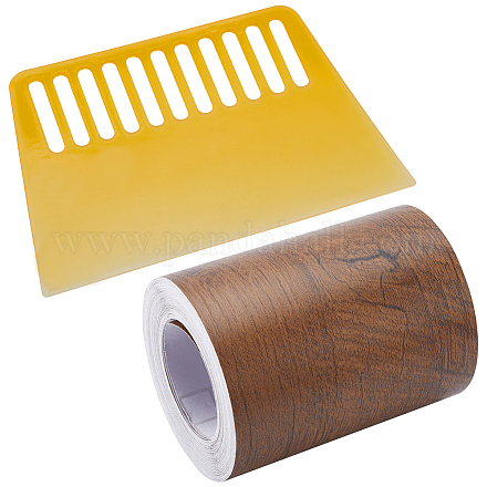 Gorgecraft 1 rotolo di nastro adesivo in PVC con venature del legno imitazione DIY-GF0008-40B-1