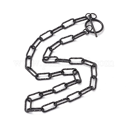 304 strukturierte Büroklammerketten-Halskette aus Edelstahl für Damen NJEW-P263-02EB-1