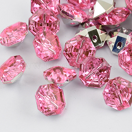 2-Hoyo botones de octágono de acrílico Diamante de imitación de Taiwán BUTT-F016-13mm-26-1