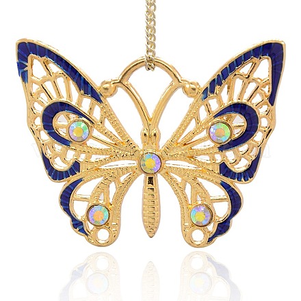 Golden Tone Alloy Enamel Butterfly Pendants Necklace Charms ENAM-J219-01G-1