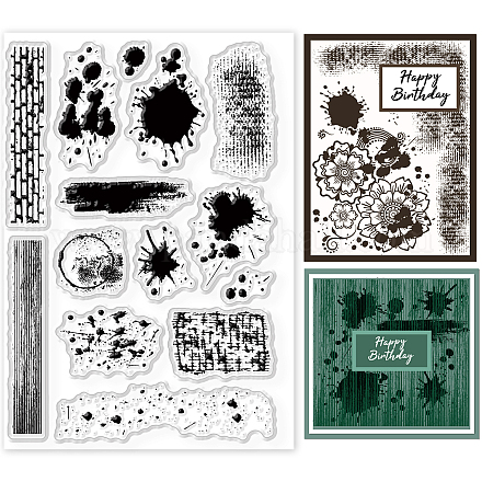GLOBLELAND Wall Tile Stain Background Clear Stamps Splatter and Brush Strokes Silicone Clear Stamp Seals for Cards Making DIY Scrapbooking Photo Journal Album Decoration DIY-WH0167-57-0284-1