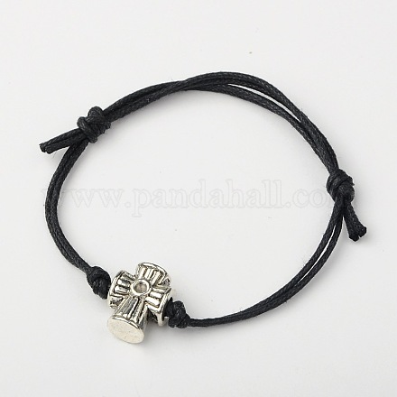 Bracelets en corde de coton ciré X-BJEW-JB01368-02-1