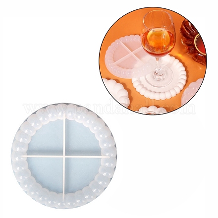 Moldes de silicona de calidad alimentaria con tapete para taza con efecto de burbuja en forma de flor SIMO-PW0002-06A-1