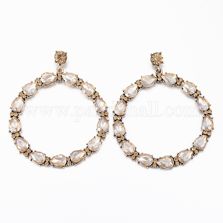 Alloy Glass Rhinestone Stud Earrings EJEW-H348-01B-1