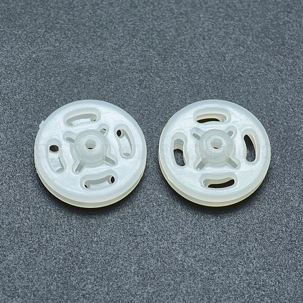 ナイロンスナップボタン  縫い付け用プレスボタン  4の穴  衣服のボタン  フラットラウンド  ホワイト  15x4.5mm  穴：4x1mm SNAP-P007-09-15mm-1