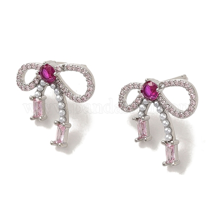 Серьги-гвоздики из латуни с микропаве из кубического циркония EJEW-R162-19P-1