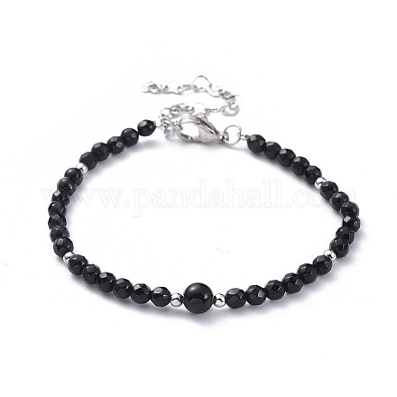 (Jewelry Parties Factory Sale)Natural Black Agate(Dyed) Beaded Bracelets BJEW-JB04885-03-1