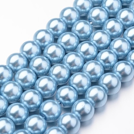 Hebras redondas de perlas de vidrio teñido ecológico HY-A008-8mm-RB006-1