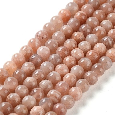 Natural Multi-Moonstone Round Beads Strands G-O030-6mm-10B-1