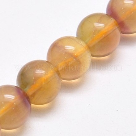 Natural Yellow Fluorite Beads Strands G-E112-6mm-20-1