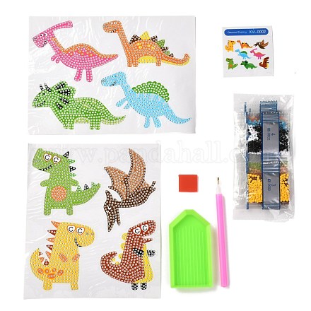 Kits de pegatinas de pintura de diamante de dinosaurio diy para niños DIY-O016-08-1