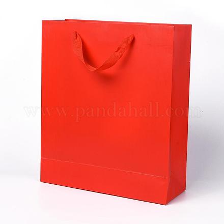 クラフト紙袋  ハンドル付き  ギフトバッグ  ショッピングバッグ  長方形  レッド  33x28x10.2cm AJEW-F005-03-E-1