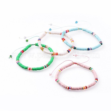 Verstellbare handgefertigte geflochtene Perlenarmbänder aus Fimo BJEW-JB04640-M-1