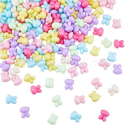 DICOSMETIC 150Pcs Bunny Bead Acrylic Rabbit Head Acrylic Pony Beads Random Color Opaque Solid Beads Large Hole Animal Loose Beads Spacers for DIY Jewelry Making MACR-DC0001-06-1