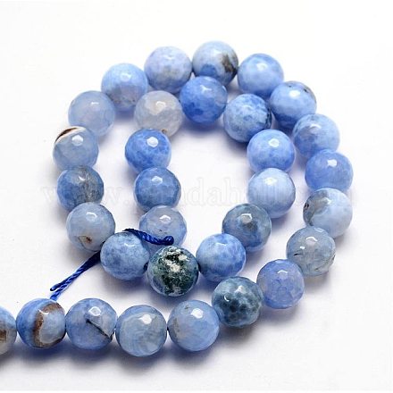 PandaHall Elite 1 Box About 40pcs Dyed Natural Agate Faceted Round Loose Beads for Bracelet Necklace Making Diameter 8mm Cornflower Blue G-PH0026-06-1