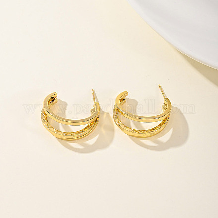 Модные серьги-гвоздики из нержавеющей стали 201 в форме буквы С YR1591-1