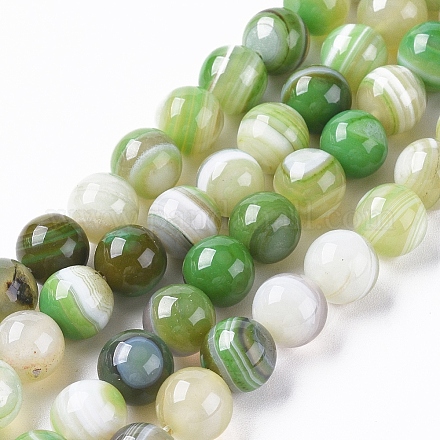 Натуральные полосатые агатовые / полосатые агатовые бусинки G-G582-10mm-61-1