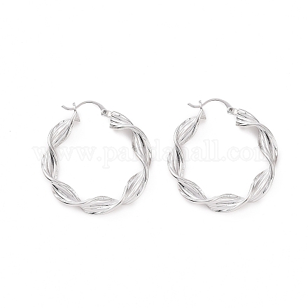 Brass Twist Rope Shape Hoop Earrings for Women EJEW-F303-08P-1