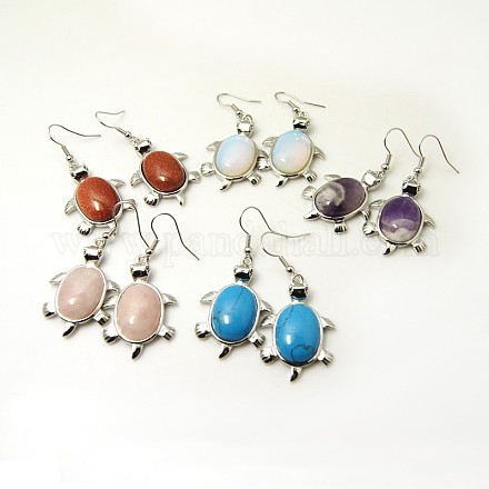 Natural & Synthetic Mixed Stone Earrings EJEW-C394-M-1