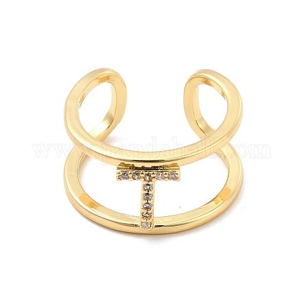 Кольцо-манжета с открытой буквой из прозрачного кубического циркония RJEW-A012-01G-T-1